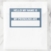 Queen Blue Name & Pronoun Labels Rechteckiger Aufkleber (Tasche)