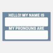 Queen Blue Name & Pronoun Labels Rechteckiger Aufkleber (Vorderseite)