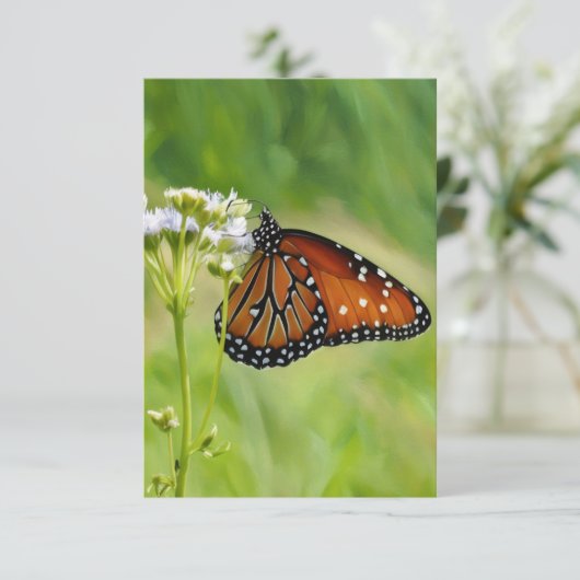 Queen Butterfly Art Flat Note Card Dankeskarte (Stehend Vorderseite)