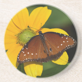 Queen Butterfly auf gelber Blume Getränkeuntersetzer