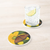 Queen Butterfly auf gelber Blume Getränkeuntersetzer (Seite)