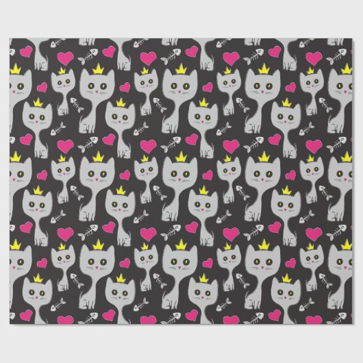 Queen Cat Pattern Geschenkpapier (Flach)