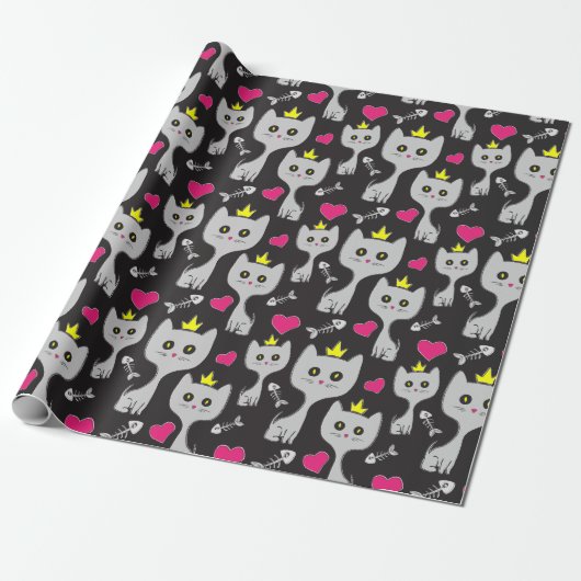 Queen Cat Pattern Geschenkpapier (Ungerollt)