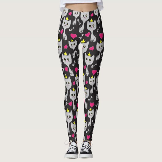 Queen Cat Pattern Leggings (Vorderseite)
