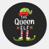 Queen Christmas Elf Matching Pajama X-mas Party  Runder Aufkleber (Vorderseite)