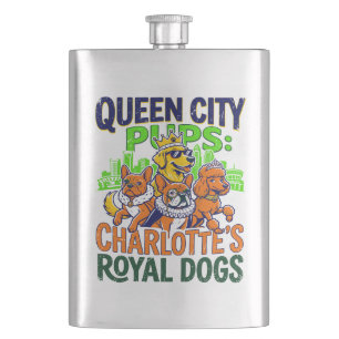 Queen City Welpen Charlotte Königliche Hunde Flachmann