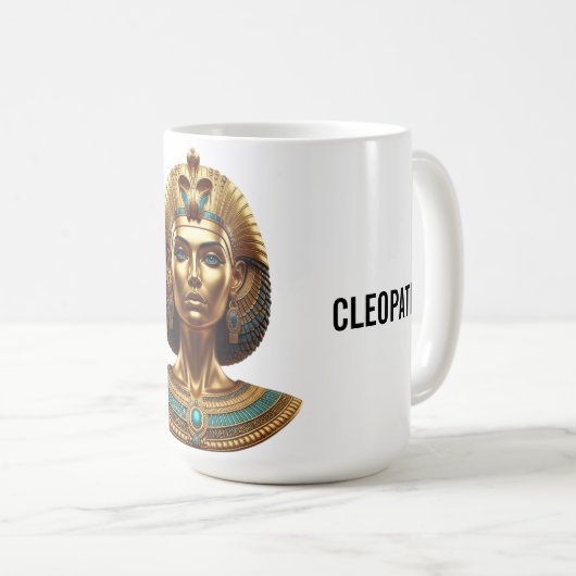 Queen Cleopatra – Golden Egyptian Majesty Art Desi Kaffeetasse (VorderseiteRechts)