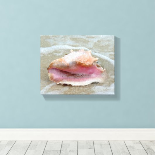 Queen Conch am Strand Leinwanddruck (Insitu (Holzboden))