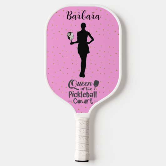 Queen Court Sparkle Pink Name Pickleball Schläger (Rückseite)