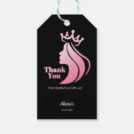 Queen Crown Pink Glitzer Black Birthday Vielen Dan Geschenkanhänger