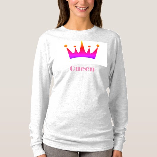 Queen Custom Text Crown Bild Ash Langarmshirt T-Shirt (Vorderseite)