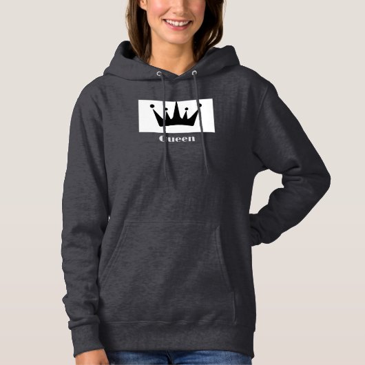 Queen Custom Text Crown Hoodie DarkGrey Sweatshirt (Vorderseite)