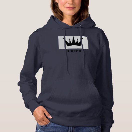 Queen Custom Text Crown Hoodie NavyBlue Sweatshirt (Vorderseite)