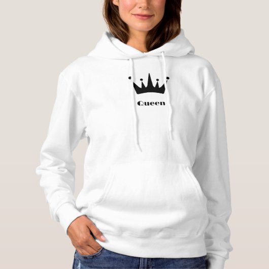 Queen Custom Text Crown Hoodie White Sweatshirt (Vorderseite)