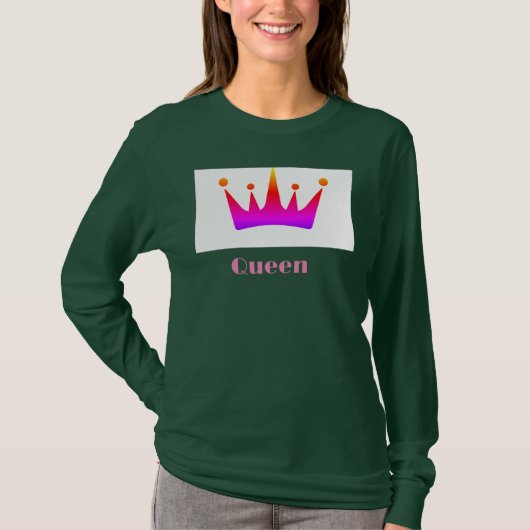 Queen Custom Text Crown Image Deep Forest Long Sle T-Shirt (Vorderseite)