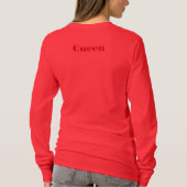Queen Custom Text Kronenbild Deep Red Langarmshirt T-Shirt (Rückseite)