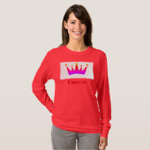 Queen Custom Text Kronenbild Deep Red Langarmshirt T-Shirt (Vorne ganz)