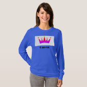 Queen Custom Text Kronenbild Deep Royal Langarm T-Shirt (Vorne ganz)