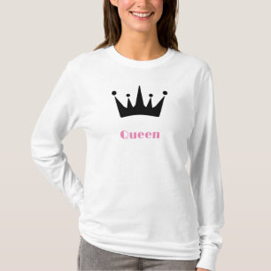 Queen Custom Text Kronenbild Weiße Langarmshirt T-Shirt