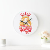 Queen Design – Elegant Royal Crown Typography for Große Wanduhr (Zuhause)
