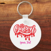 Queen Design – Elegant Royal Crown Typography for  Schlüsselanhänger (Rückseite)