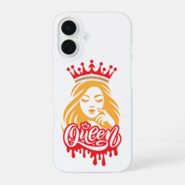 Queen Design – Elegante königliche Kronentypografi iPhone 16 Hülle