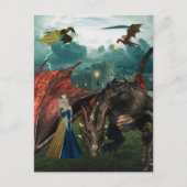 Queen Dragons Wyvern Feuerparadies Burg Postkarte (Vorderseite)