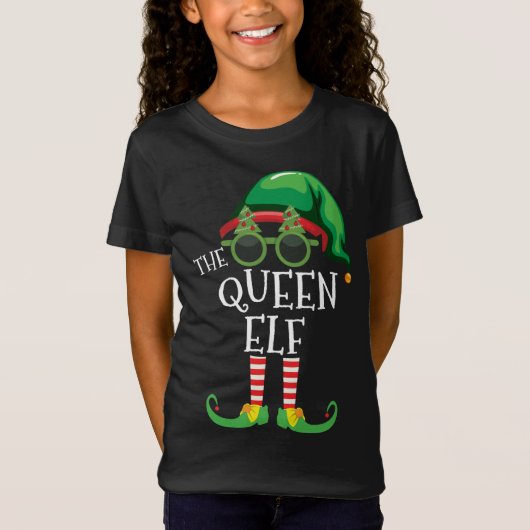 Queen Elf Matching Christmas Party Pjs Family Outf T-Shirt (Vorderseite)