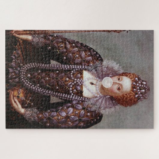 Queen Elizabeth I bläst weißes Kaugummi Puzzle (Horizontal)