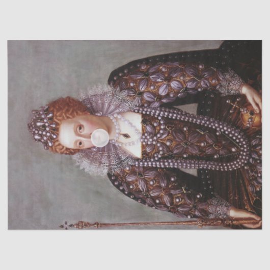 Queen Elizabeth I bläst weißes Kaugummi Seidenpapier (Vorderseite)