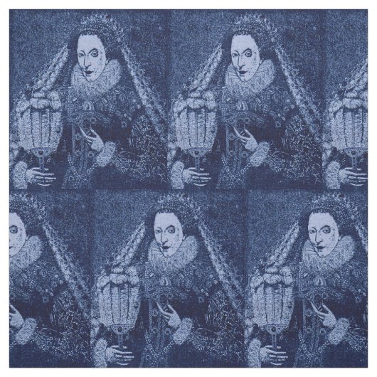 Queen Elizabeth I in blue print Stoff (Muster)