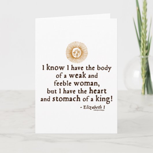 Queen Elizabeth I Tilbury Quote Karte (Vorderseite)