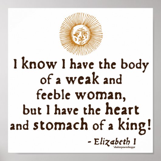 Queen Elizabeth I Tilbury Quote Poster (Vorne)