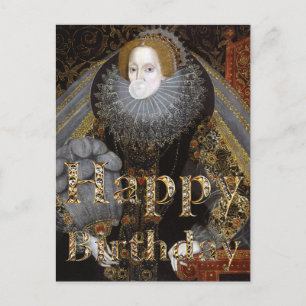 Queen Elizabeth I white gum Happy Birthday Postkarte