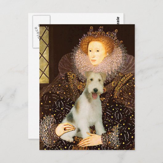 Queen Elizabeth I. - Wire Fox Terrier #1 Postkarte (Vorne/Hinten)