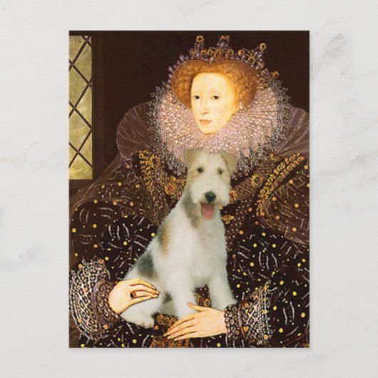 Queen Elizabeth I. - Wire Fox Terrier #1 Postkarte (Vorderseite)