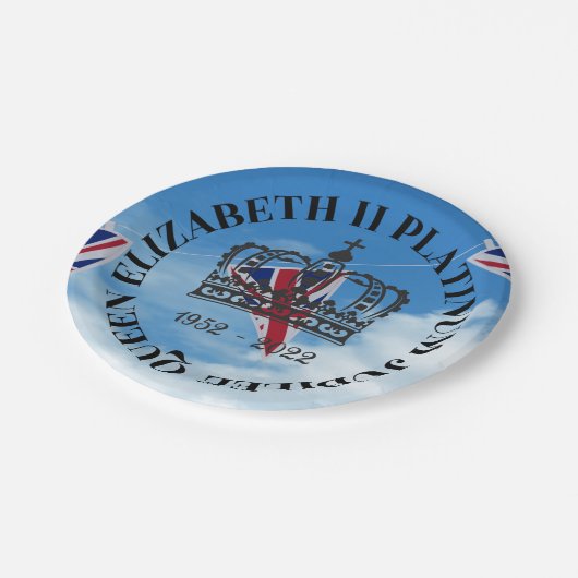 Queen Elizabeth II Platinum Jubilee Papierplatte Pappteller (Schrägansicht)