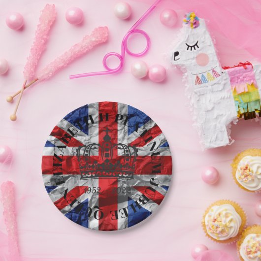 Queen Elizabeth II Platinum Jubilee Papierplatte Pappteller (Party)