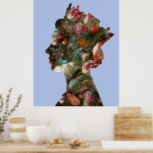 Queen Elizabeth II Silhouette Blume Große Poster (Küche)