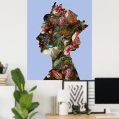 Queen Elizabeth II Silhouette Blume Große Poster (Heimbüro)