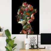 Queen Elizabeth II Silhouette Blume Große Poster (Heimbüro)