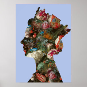 Queen Elizabeth II Silhouette Blume XLarge Poster