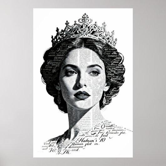 Queen Esther Calligraphy Portrait - Vintage Script Poster (Vorne)