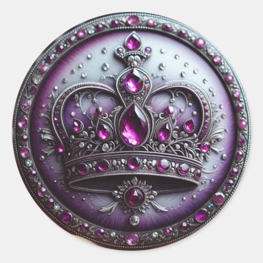 Queen Esther Crown - Lila Royalty Runder Aufkleber (Vorderseite)