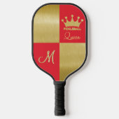Queen Glam Red Gold Crown Monogram Pickleball Schläger (Vorderseite)