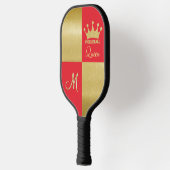 Queen Glam Red Gold Crown Monogram Pickleball Schläger (Links)