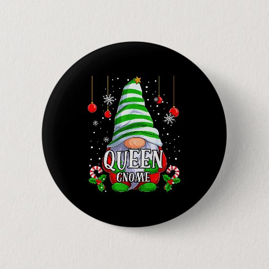 Queen Gnome Christmas Pajamas Matching Family Grou Button (Vorderseite)