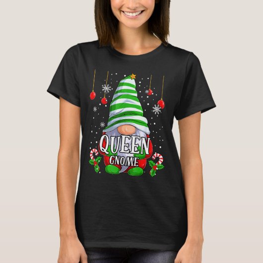 Queen Gnome Christmas Pajamas Matching Family Grou T-Shirt (Vorderseite)