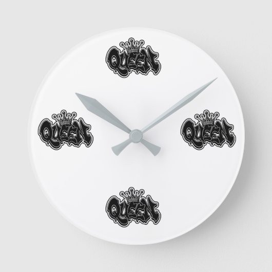 Queen Graffiti Design Runde Wanduhr (Vorderseite)