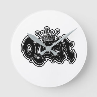 Queen Graffiti Design Runde Wanduhr